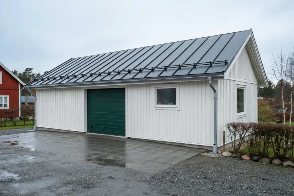 oml ggning av garagetak med ny takpl t i tj rnarp
